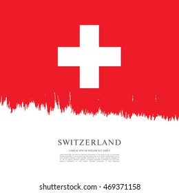 Flag of Switzerland. Brush stroke background