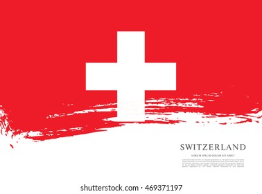 Flag of Switzerland. Brush stroke background
