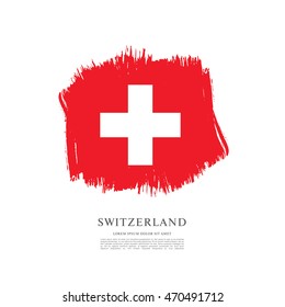 Flag of Switzerland. Brush stroke background