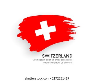 Bandera de Suiza, diseño de pinceladas aisladas en fondo blanco, ilustración de vector EPS10
