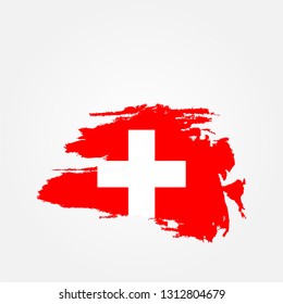 Flag of Switzerland with brush stroke effect vector illustration