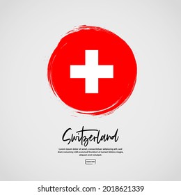 Flag of Switzerland with brush stroke effect and text