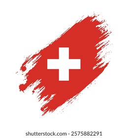 Flag of Switzerland Brush Stroke Style Vector