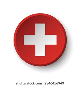 The flag of Switzerland. Button flag icon. Standard color. Circle icon flag. 3d illustration. Computer illustration. Digital illustration. Vector illustration.