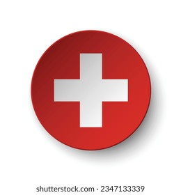 The flag of Switzerland. Button flag icon. Standard color. Circle icon flag. 3d illustration. Computer illustration. Digital illustration. Vector illustration.