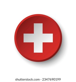 The flag of Switzerland. Button flag icon. Standard color. Circle icon flag. 3d illustration. Computer illustration. Digital illustration. Vector illustration.