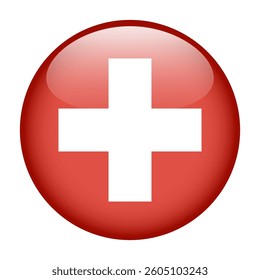 flag of Switzerland, button round glossy icon