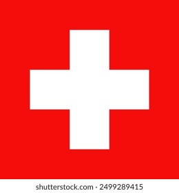 Flag of Switzerland consisting of a red square with a white cross, vector drawing