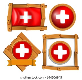 Flagge der Schweiz auf verschiedenen Bildern