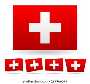 Flag of Switzerland in different versions