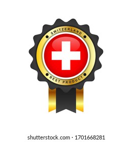 Flag of Switzerland with emblem badge label template design
