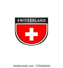 Flag of Switzerland with emblem label