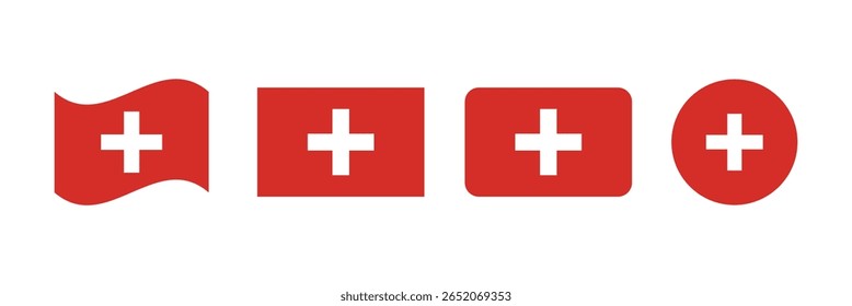Flagge der Schweiz, flaches Vektorsymbol einzeln auf weißem Hintergrund.