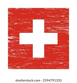 Flag of Switzerland with grunge texture, national symbol