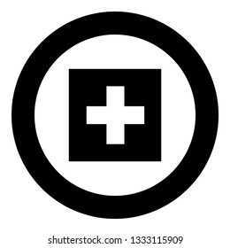 Flag of Switzerland icon black color vector in circle round illustration flat style simple image