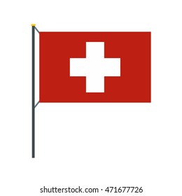 Flag of Switzerland icon in flat style isolated on white background. State symbol