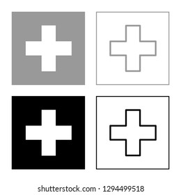 Flag of Switzerland icon set grey black color vector illustration outline flat style simple image