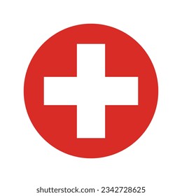 The flag of Switzerland. Flag icon. Standard color. Circle icon flag. 3d illustration. Computer illustration. Digital illustration. Vector illustration.