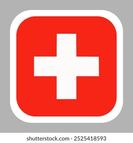 The flag of Switzerland. Flag icon. Standard color. flat vector square with rounded corners. Computer illustration. Digital illustration. Vector illustration