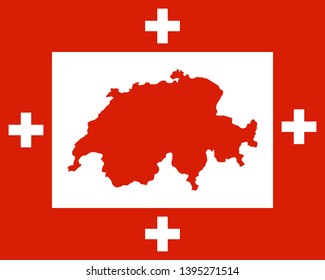 Flag of Switzerland and map