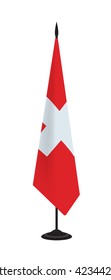Flag of Switzerland on a flagstaff. Vector illustration
