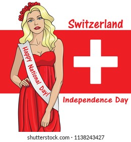 Flag of Switzerland on the girl 7