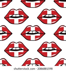 Die Flagge der Schweiz auf den Lippen Muster. Vektorgrafik Nationalflagge zum Unabhängigkeitstag auf den Lippen der Schweiz.