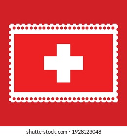 Flag of the Switzerland on stamp vector illustration.