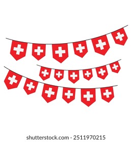 Flag of Switzerland Pennant Set Vector Design.