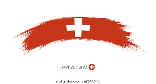 Flag of Switzerland in rounded grunge brush stroke. Vector illustration.