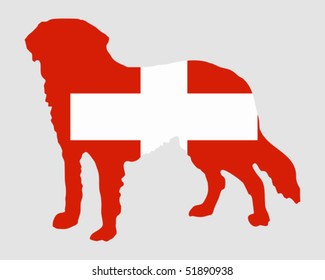 Flag of Switzerland with Saint Bernard