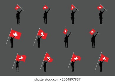 Flag of Switzerland Set, Original and simple Switzerland flag Bundle, vector illustration of Switzerland flag Collection
