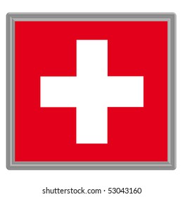 Flag of Switzerland with silver frame