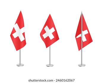 Flag of Switzerland with silver pole