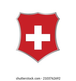 Bandera de Suiza con marco de escudo plateado