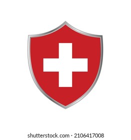 Bandera de Suiza con marco de escudo plateado