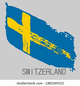 Flag of Switzerland. Vector illustration on gray background. Brush strokes. Abstract concept. Elements for design.