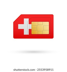 Flag of Switzerland. Vector illustration of SIM Card with flag on white background