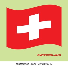 Flagge der Schweiz, Waving National Fahne der Schweiz, Nationalflagge der Schweiz, Vektorgrafik.