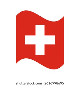 Flag of Switzerland. Switzerland wavy flag digital vector illustration.
