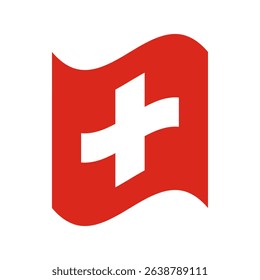 Flag of Switzerland. Switzerland wavy flag digital vector illustration.