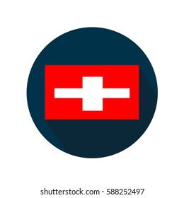 Flag of Switzerland white background.