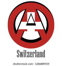 Flag of Switzerland of the world in the form of a sign of anarchy, which stands for freedom and equality of people.