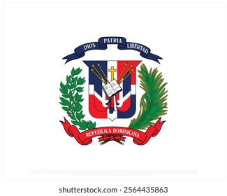 Flag Symbol of DOMINICAN REPUBLIC on a white background, Editable Vector illustration of DOMINICAN REPUBLIC flag, National Day design, Symbol of Dominican Republic flat design