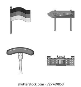 Flag, symbol, Germany, and other web icon in monochrome style. National, attributes, restaurant icons in set collection.