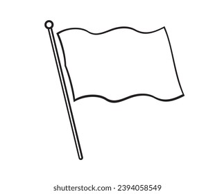 Flag symbol outline in the shape of two waves, vector illustration isolated, eps