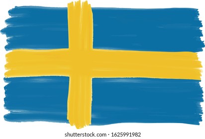Flag symbol of Sweden painted, vector