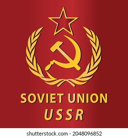 Flag symbol of ussr soviet union ex russia country vector illustration red background