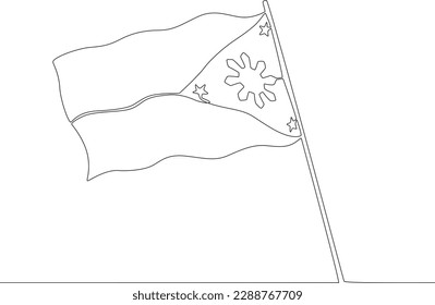 A flag symbolizing Philippine independence. Philippine independence day one-line drawing