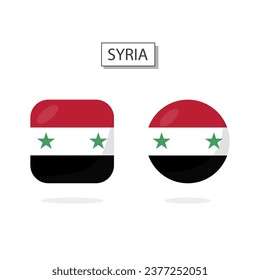 Flag of Syria 2 Shapes icon 3D cartoon style.